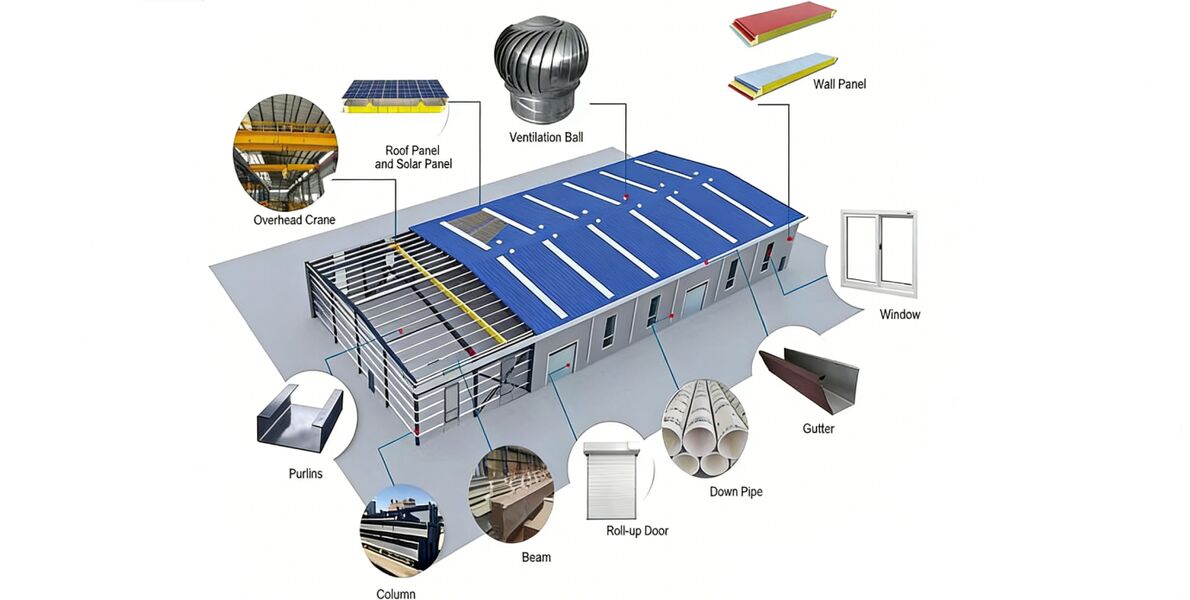 Prefab αποθήκη εμπορευμάτων χάλυβα